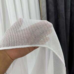 Store Bambo Ekru Çizgili / En Şık Desen Kırışma Yok / 1/3 Sık Pile Kendinden Onaran
